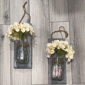 Home Interiors Wall Sconce with Cream Faux Florals
